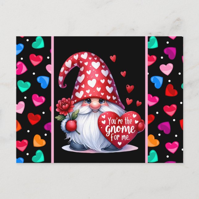 Valentine Heartfelt Gnome Postkarte (Vorderseite)