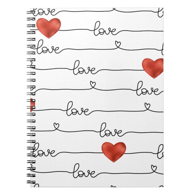 Valentine Hearts: 3D Line Design Notizblock (Vorderseite)