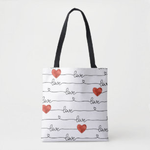 Valentine Hearts: 3D Line Design Tasche