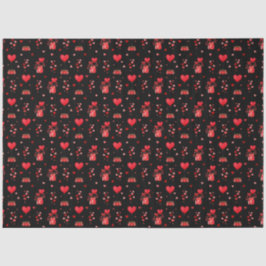 Valentine Hearts and Balloons on Black Seidenpapier