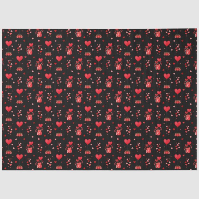 Valentine Hearts and Balloons on Black Seidenpapier (Vorderseite)