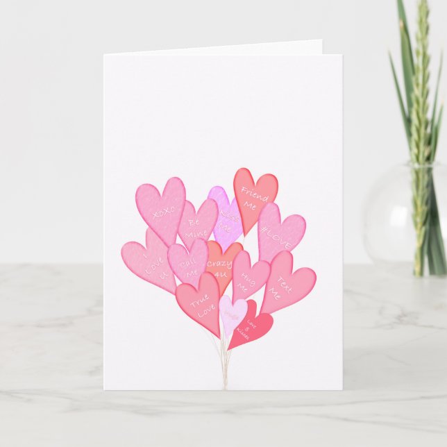 Valentine Hearts Balloons Dankeskarte (Vorderseite)