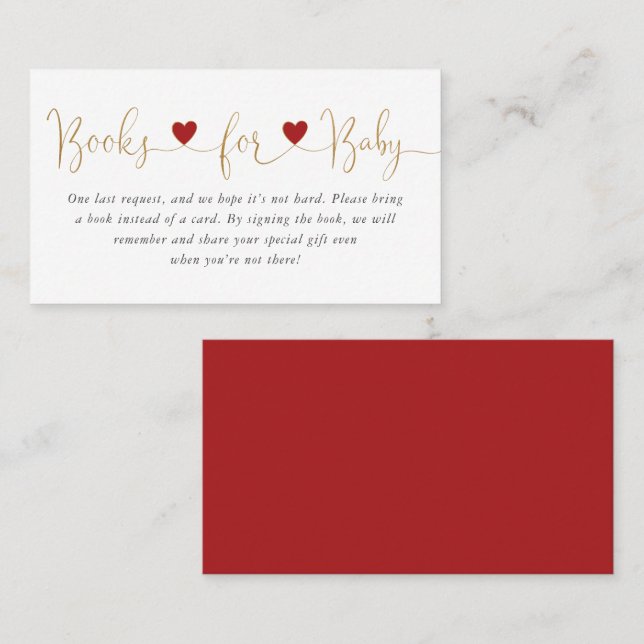 Valentine Hearts Books for Baby Shooting Insert Visitenkarte (Vorne/Hinten)