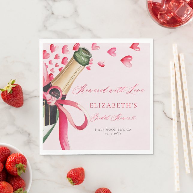 Valentine Hearts Bubbly Whimsical Bridal Shower Serviette (Beispiel)