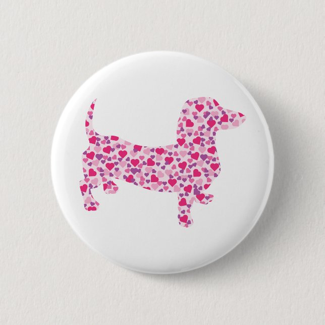 Valentine Hearts Dachshund Button (Vorderseite)