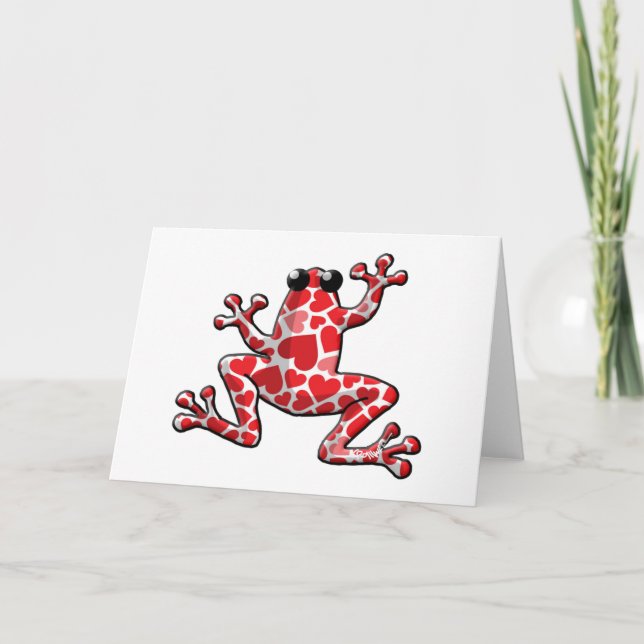 Valentine Hearts Frog Feiertagskarte (Vorderseite)