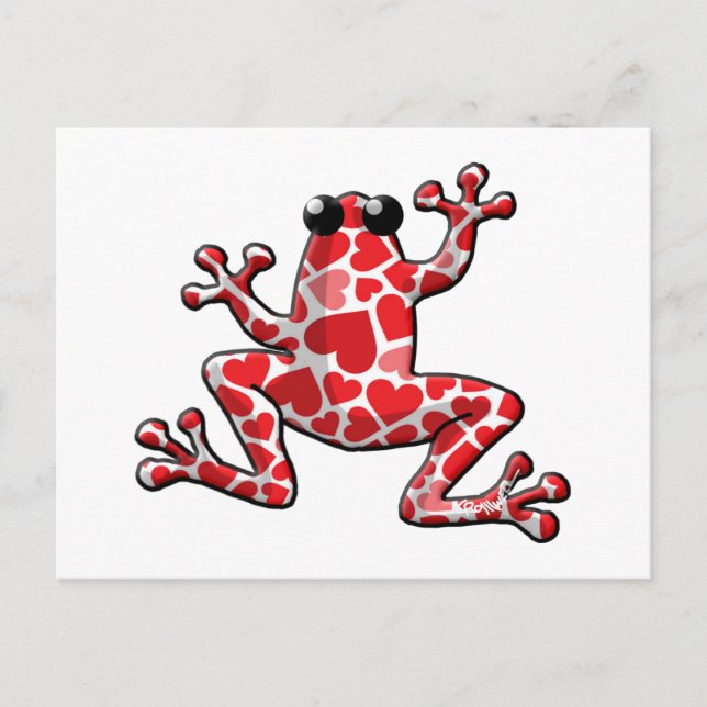 Valentine Hearts Frog Feiertagspostkarte (Vorderseite)