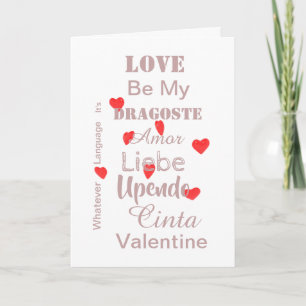 Valentine Hearts in Rosa und Rot Feiertagskarte