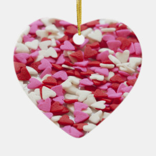 Valentine Hearts in rosa, weißes und rotes Design Keramikornament