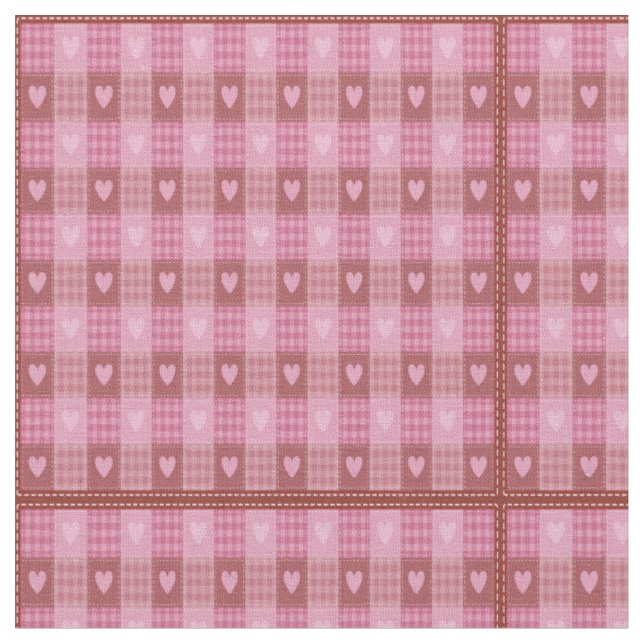 Valentine Hearts Kariert Stoff (Nahaufnahme)