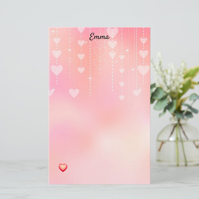 Valentine Hearts on a String Stationery Briefpapier (Von Creator hochgeladen)