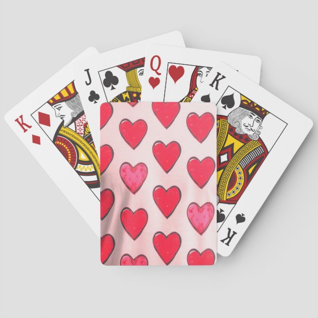 Valentine Hearts on Deck of Classic Playing Cards Spielkarten (Rückseite)