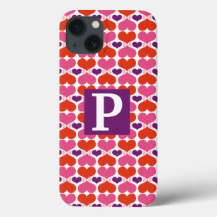 Valentine Hearts Quilt Monogram iPhone 13 Hülle