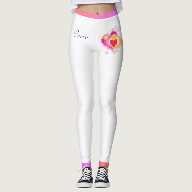Valentine Hearts & Shades of Pink Leggings (Vorderseite)
