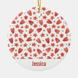 Valentine Hearts & Stars Muster Ornament