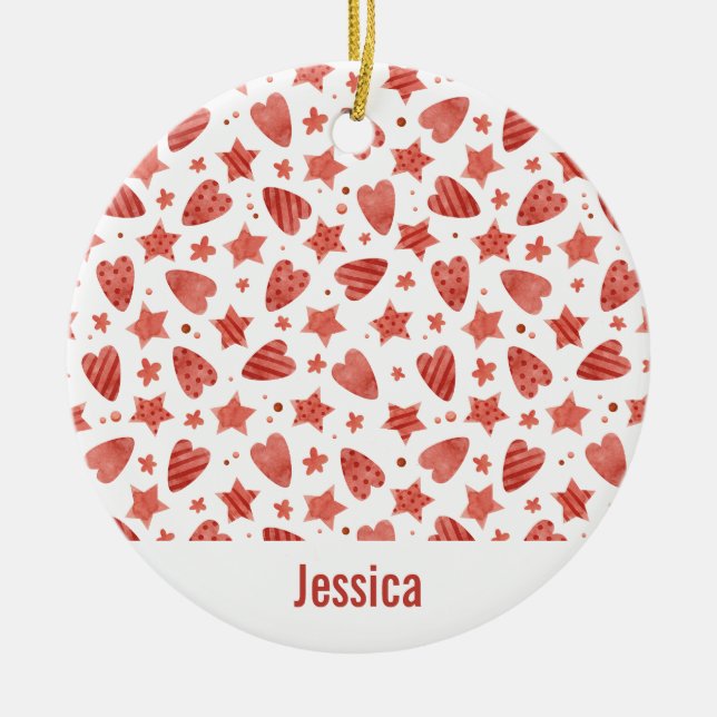 Valentine Hearts & Stars Muster Ornament (Vorne)