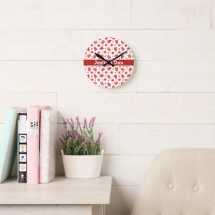 Valentine Hearts & Stars Pattern Wall Clock Runde Wanduhr