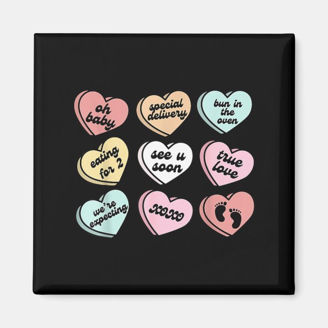 Valentine Hearts Süßigkeiten Schwangerschaftsankün Magnet (Vorne)