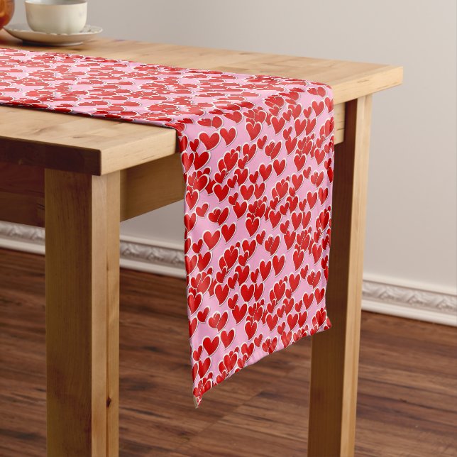 Valentine Hearts Table Runner Kurzer Tischläufer (Beispiel)