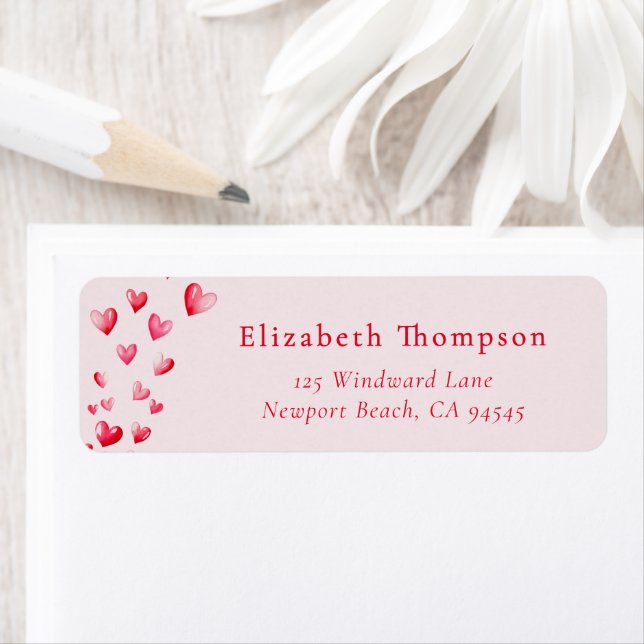 Valentine Hearts Whimsical Pink Red Watercolor (Insitu)
