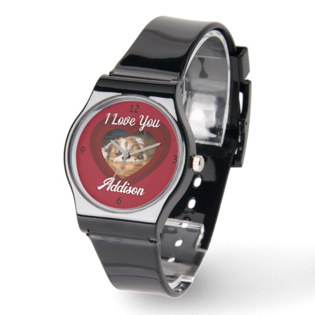 Valentine Herdhunde Liebe Benutzerdefiniert Foto-N Armbanduhr (Winkel)