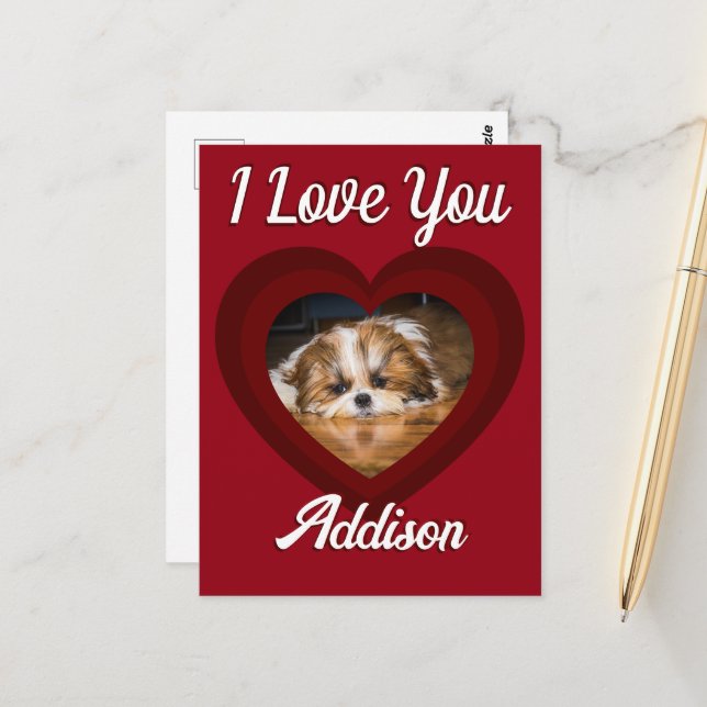 Valentine Herdhunde Liebe Benutzerdefiniert Foto-N Postkarte (Vorderseite/Rückseite Beispiel)