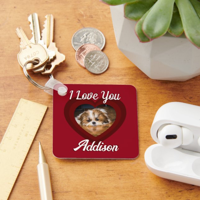 Valentine Herdhunde Liebe Benutzerdefiniert Foto-N Schlüsselanhänger (Schreibtisch)