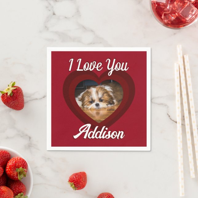 Valentine Herdhunde Liebe Benutzerdefiniert Foto-N Serviette (Beispiel)