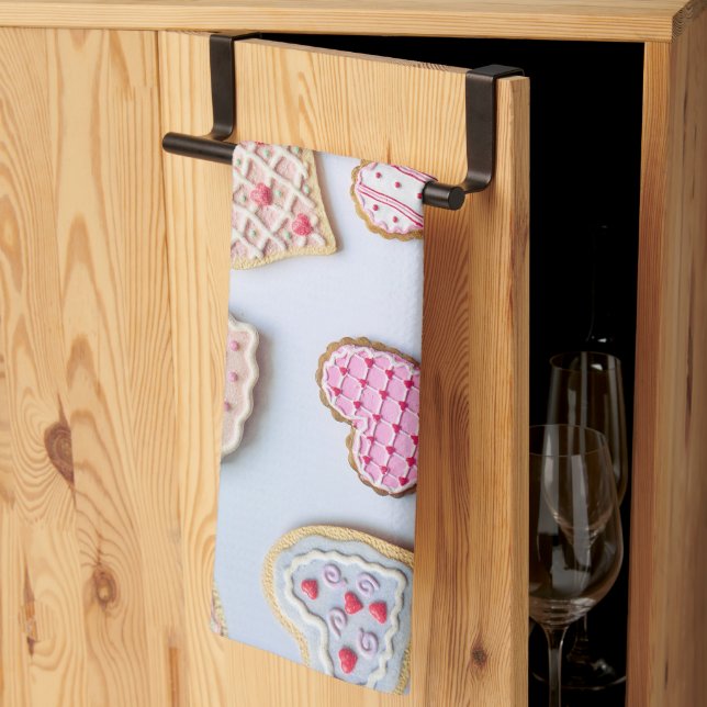 Valentine Herz Cookies Geschirrtuch (Drittel gefaltet)