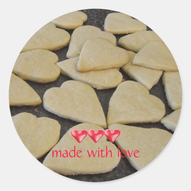 Valentine Herz Cookies Runder Aufkleber (Vorderseite)