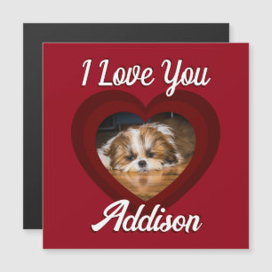 Valentine Herz Hund Liebe Benutzerdefinierter Foto Magnetkarte