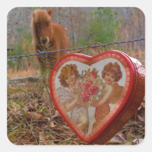 Valentine Herz Miniatur Quadratischer Aufkleber