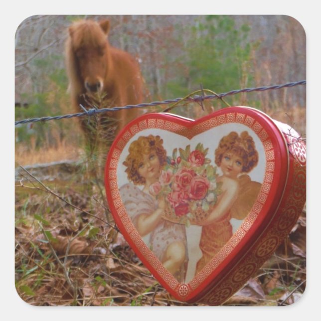Valentine Herz Miniatur Quadratischer Aufkleber (Vorderseite)