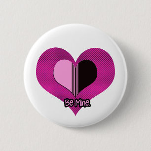 Valentine Herz Rosa und Schwarz Sei Mein Button