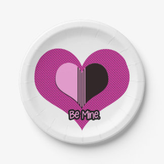 Valentine Herz Rosa und Schwarz Sei Mein Pappteller