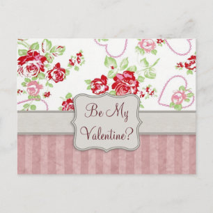 Valentine - Herz, Rose und Streifen w Monogramm Feiertagspostkarte