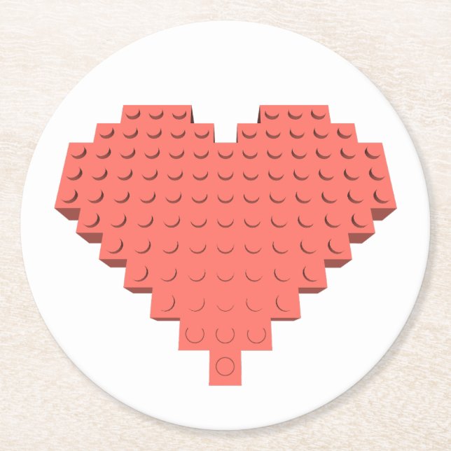 Valentine Herzform Runder Pappuntersetzer (Vorderseite)