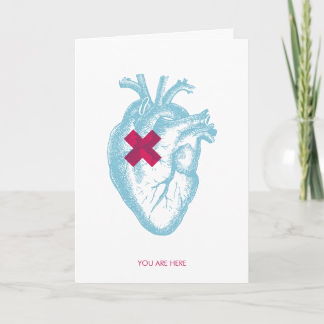 Valentine Herzkarte. Du bist hier. Dankeskarte (Vorderseite)