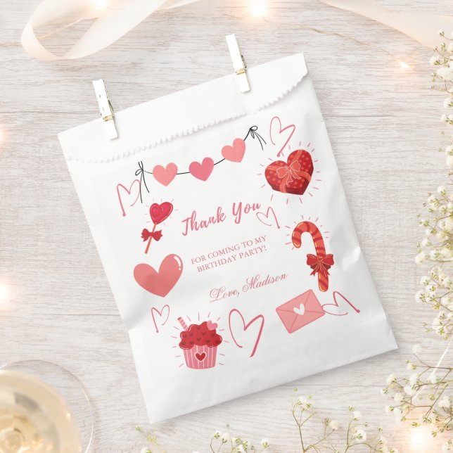 Valentine herzliche Geburtstagsparty danke Geschenktütchen (Ausgeschnitten)