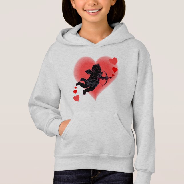 Valentine Hoodies Kid's Pink Cupid Sweatshirt (Vorderseite)
