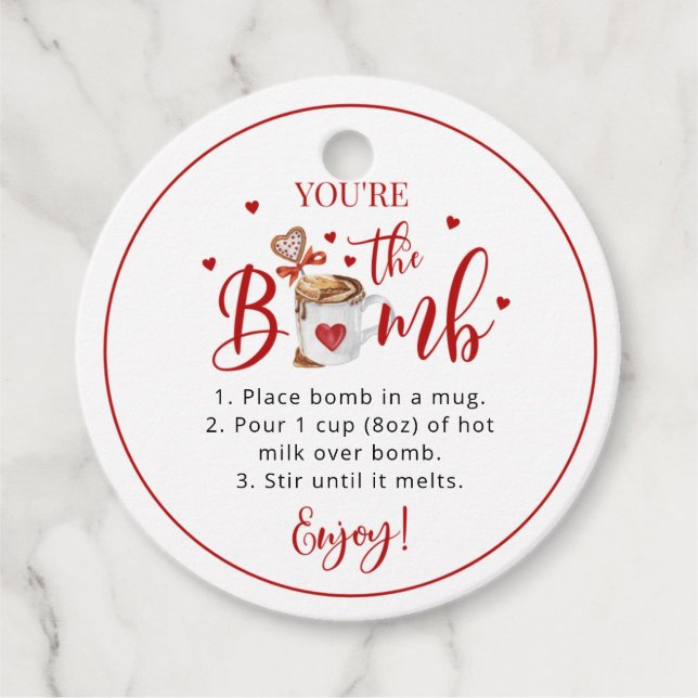 Valentine Hot-Schokolade-Bombe Geschenkanhänger (Vorderseite)