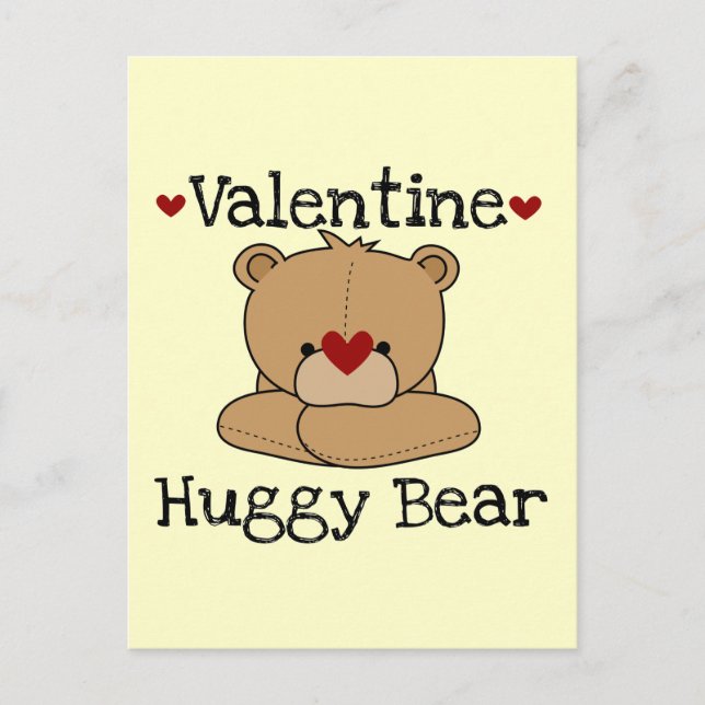 Valentine Huggy Bear Feiertagspostkarte (Vorderseite)