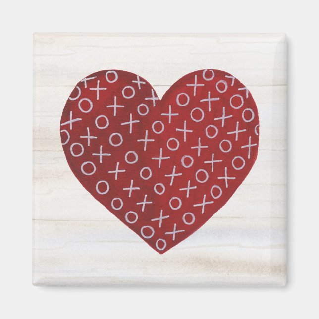Valentine | Hugs & Kisses Herz Magnet (Vorne)