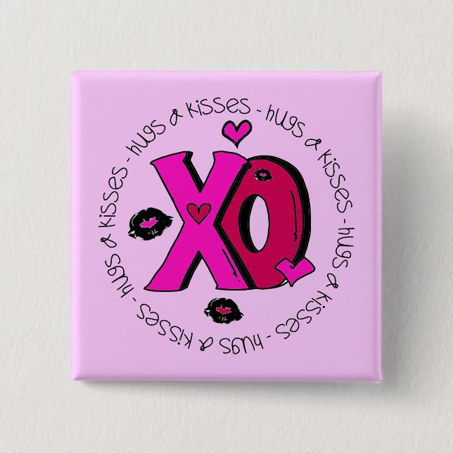 Valentine Hugs und Kisses Button (Vorderseite)