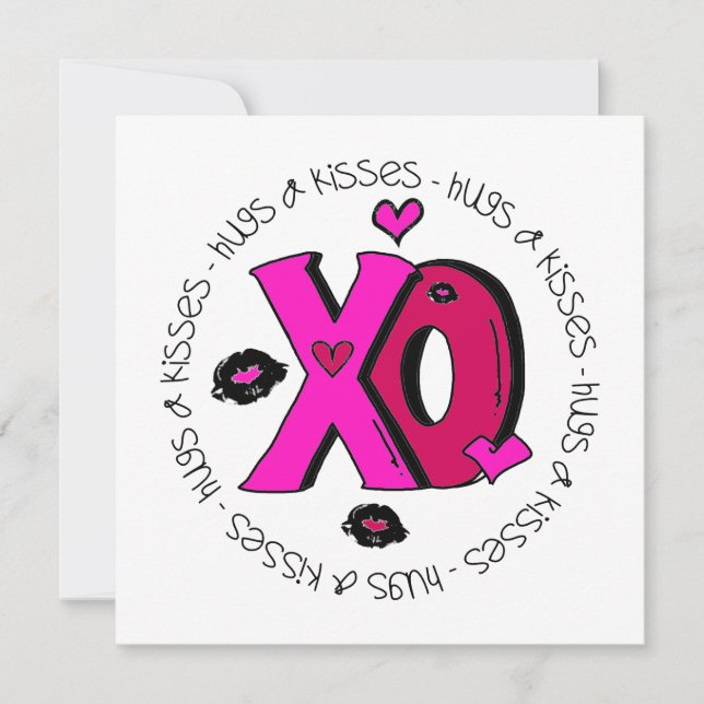 Valentine Hugs und Kisses Feiertagskarte (Vorderseite)