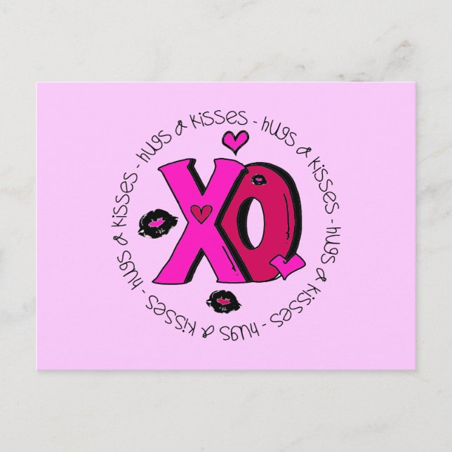 Valentine Hugs und Kisses Feiertagspostkarte (Vorderseite)
