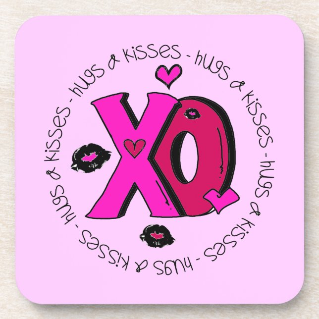 Valentine Hugs und Kisses Getränkeuntersetzer (Vorderseite)