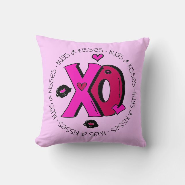 Valentine Hugs und Kisses Kissen (Vorderseite)