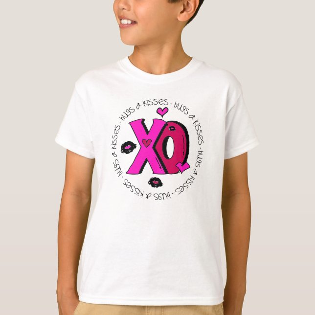 Valentine Hugs und Kisses T-Shirt (Vorderseite)