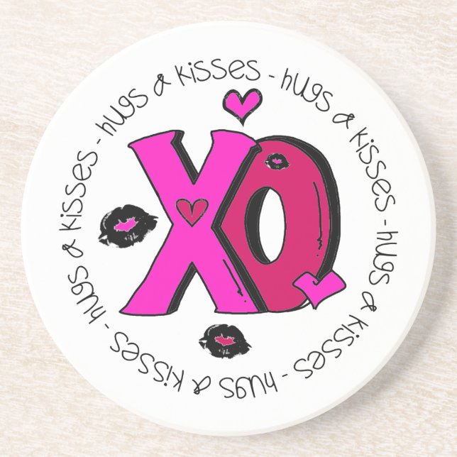 Valentine Hugs und Kisses Untersetzer (Vorne)